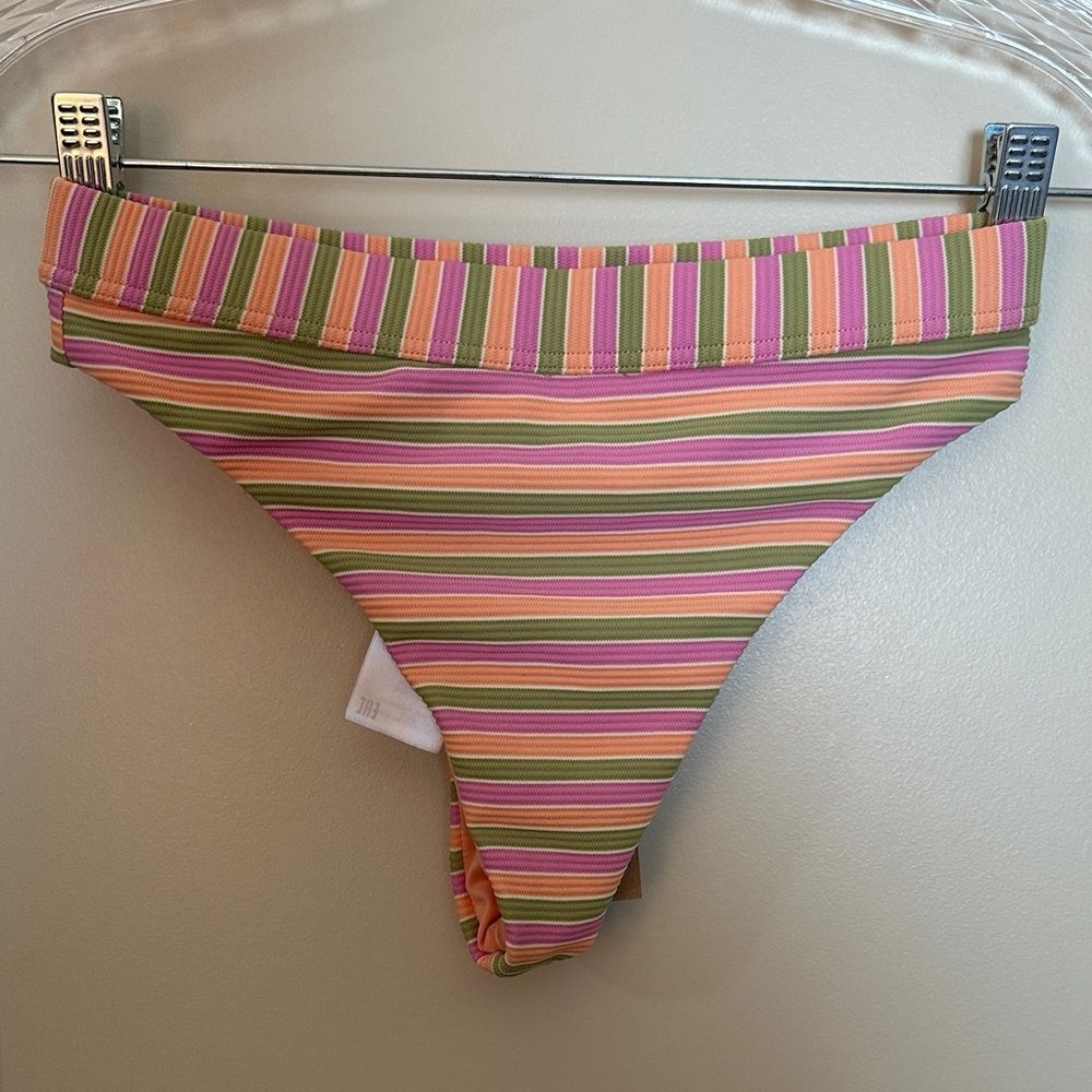 Billabong Multicolor Striped Thong Bikini Surf Bottoms Women’s Sz Small NWT